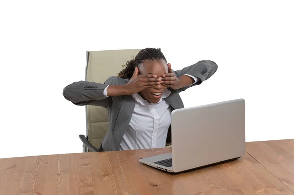 Business woman working with laptop — Stock Photo, Image