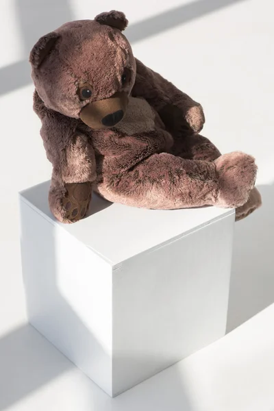 Teddy Bear on Cube — Stock Photo, Image