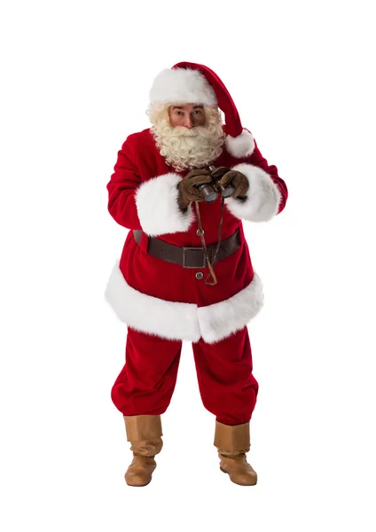 Santa Claus with binoculars — Stock Photo, Image