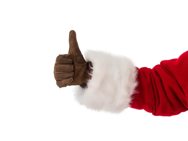 Papai Noel mão gesto polegar para cima — Fotografia de Stock