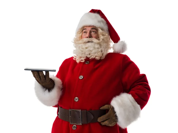 Santa Claus porträtt med TabletPC — Stockfoto