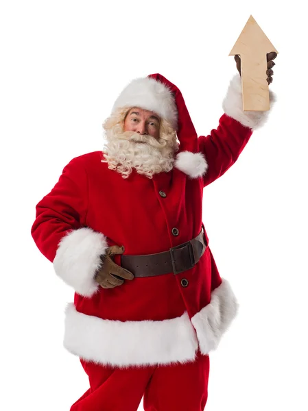 Santa Claus mostrando dirección hacia arriba — Foto de Stock
