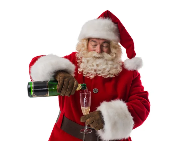 Babbo Natale bere champagne — Foto Stock