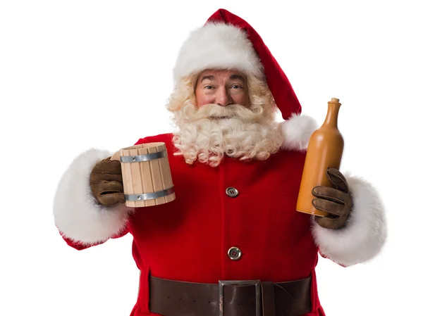 Santa Claus picia piwa — Zdjęcie stockowe