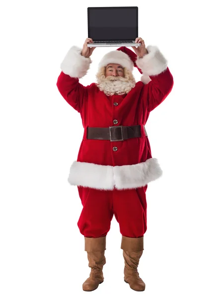 Babbo Natale con computer portatile — Foto Stock