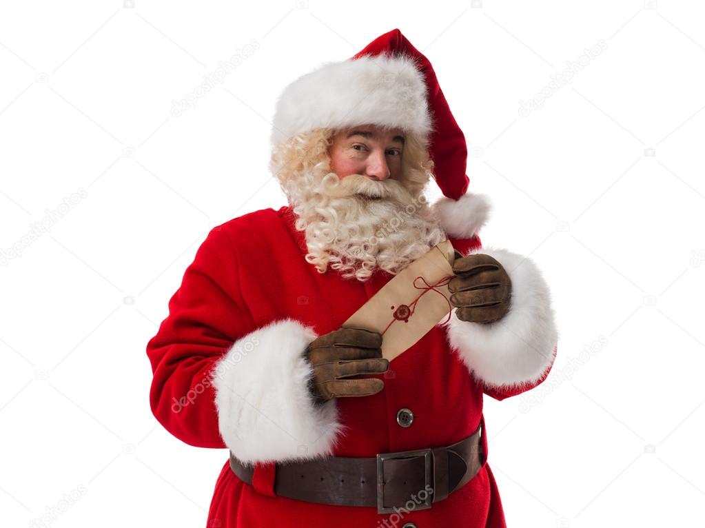 Santa Claus holding letter