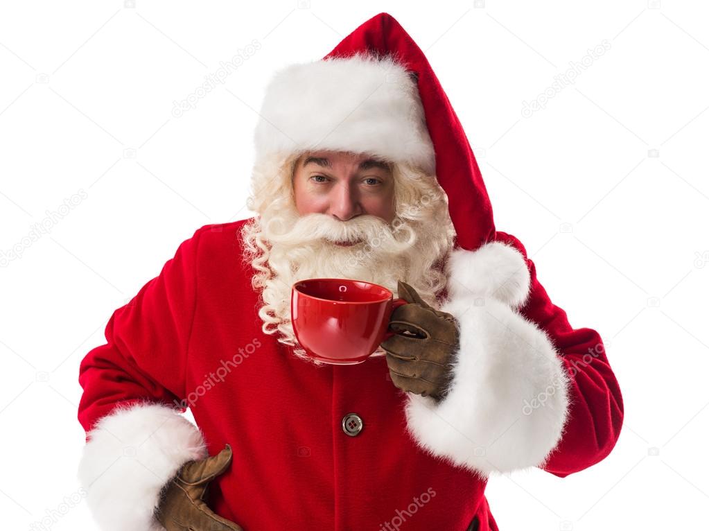 Santa Claus drinking tea