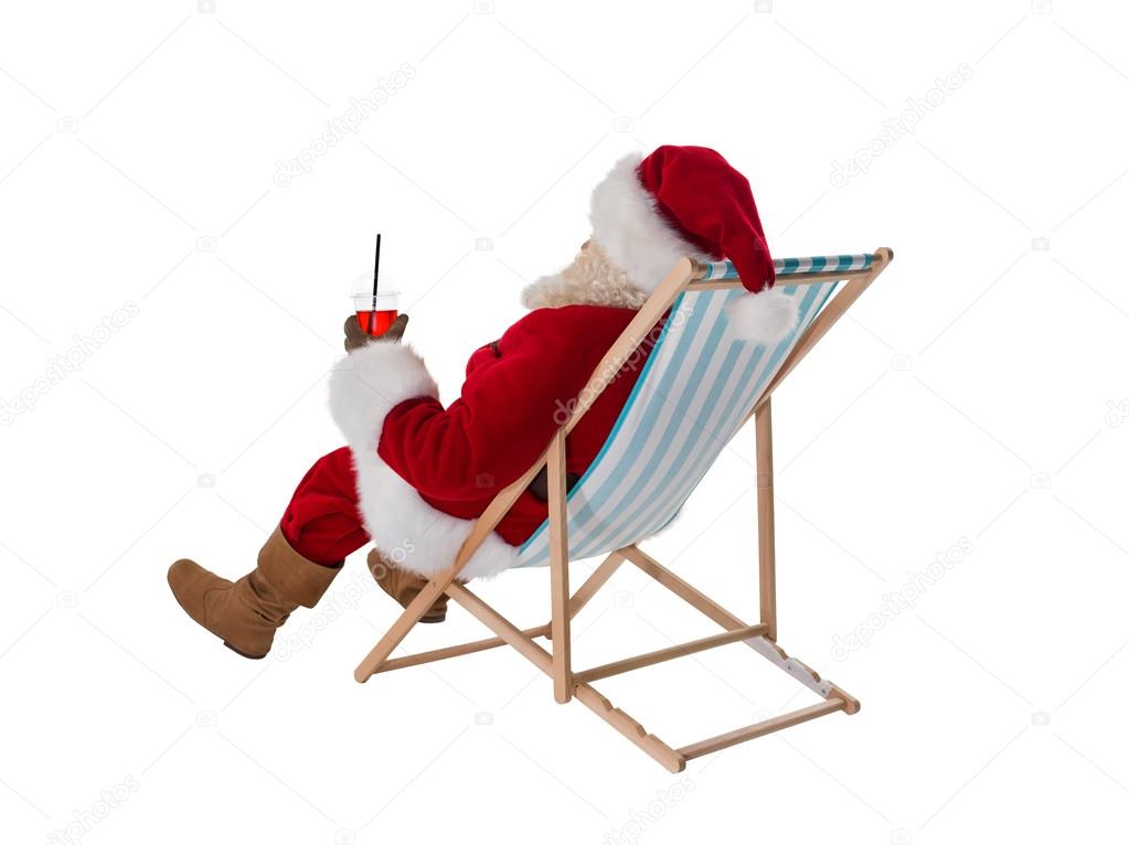 Santa Claus sitting on deck chair