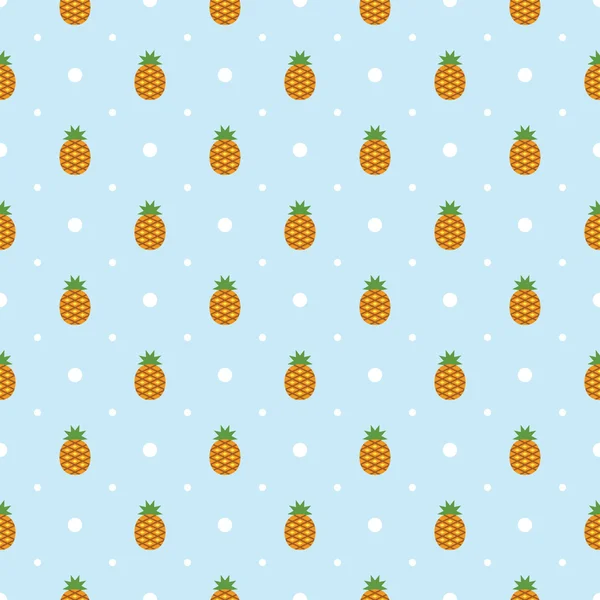 Modèle avec ananas et points blancs — Image vectorielle