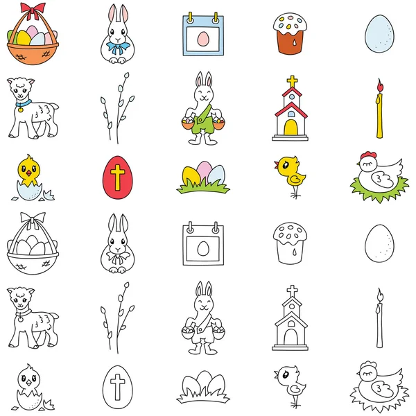 Cute easter icons — Stock Vector