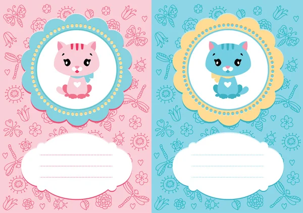 Cartes bébé avec chatons — Image vectorielle