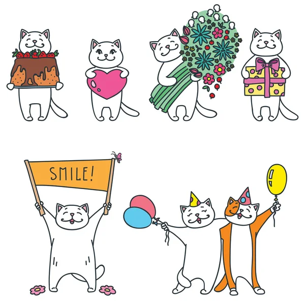 Bir grup komik kedi.