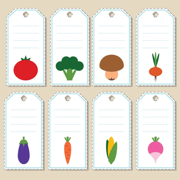 Etiquetas de regalo de verduras — Vector de stock