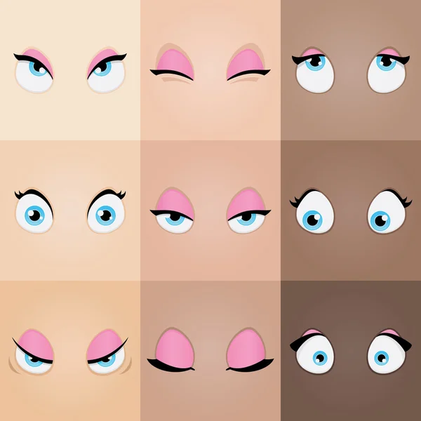 Set of cartoon girl eyes — Stock Vector