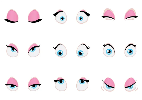 Set di cartoni animati ragazza occhi — Vettoriale Stock
