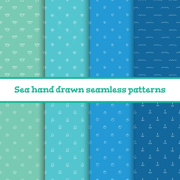 Set of sea patterns — Stock Vector