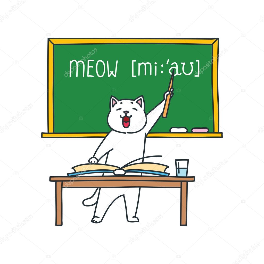 Cat the teacher Stock Vector Image by ©SlyBrowney 119543346