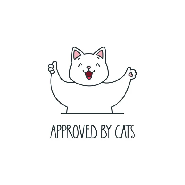 Aprobado Por Gatos Ilustración Gato Gracioso Mostrando Pulgar Hacia Arriba — Vector de stock