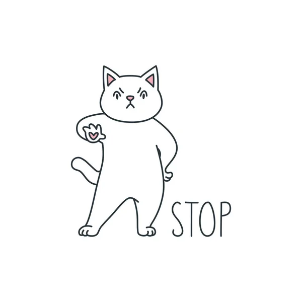 Berhenti Ilustrasi Dari Potongan Tubuh Kucing Putih Yang Diperintahkan Untuk - Stok Vektor
