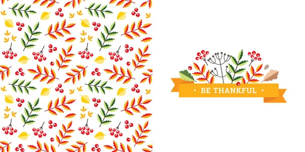 Κάρτα Ευχαριστιών Βινέτ Και Σχέδιο Φτιαγμένο Από Φθινοπωρινά Φύλλα Και — Διανυσματικό Αρχείο