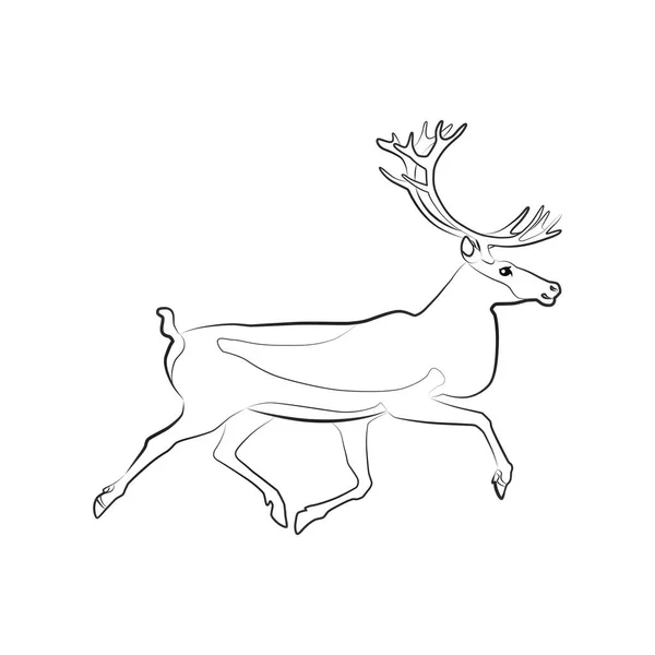 Caribou Illustration Silhouette Caribou Marche Isolé Sur Fond Blanc Vecteur — Image vectorielle