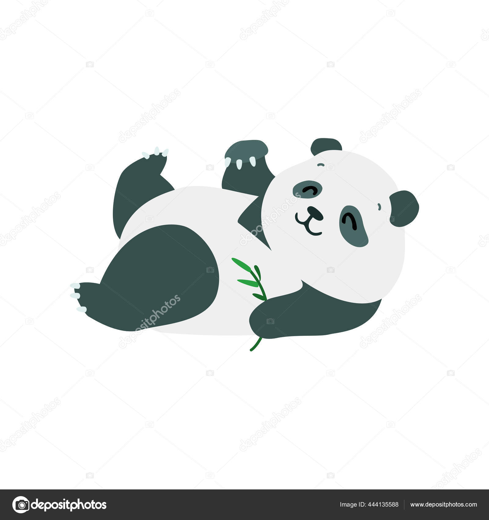 Vetores de Panda De Desenho Animado Engraçado Dormindo Isolado Em