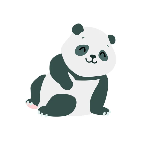 Pequeño Panda Linda Ilustración Panda Bebé Sentado Aislado Sobre Fondo — Archivo Imágenes Vectoriales