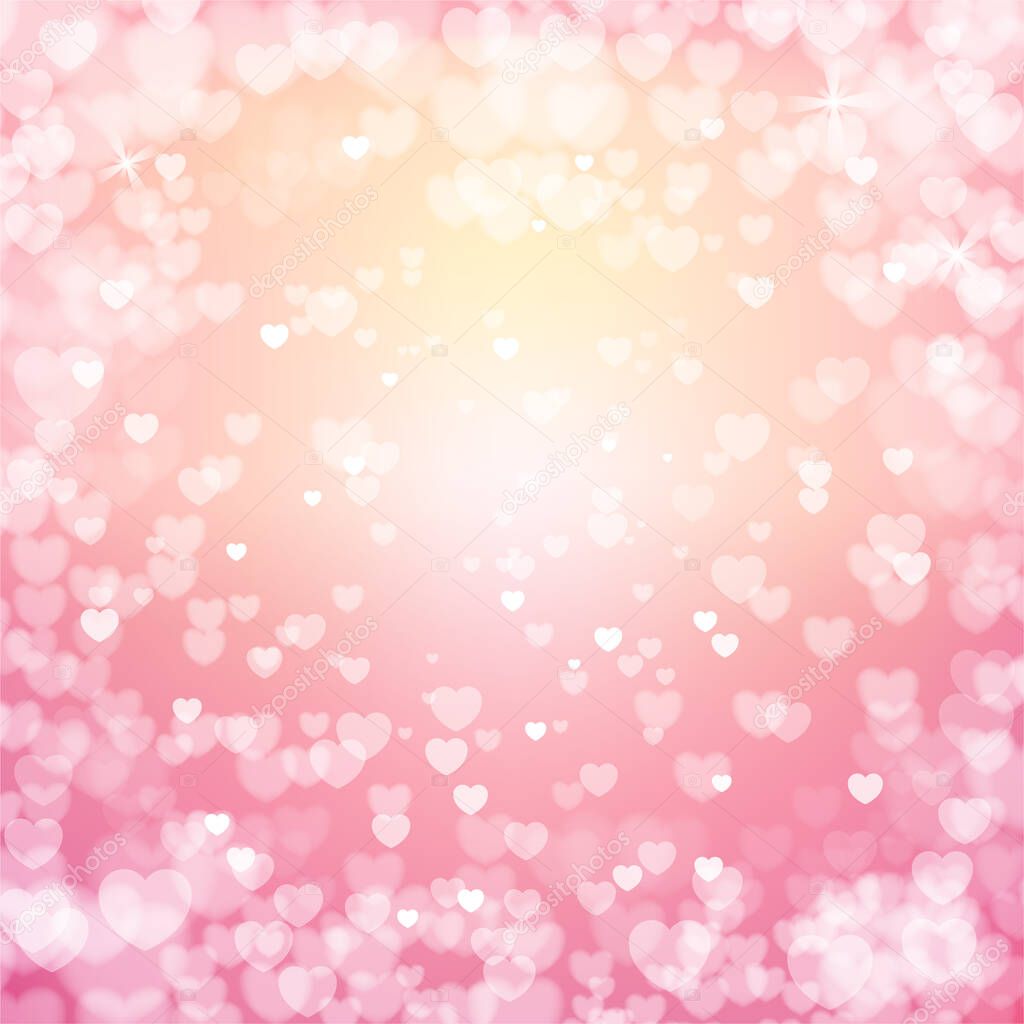 St. Valentine day background. Romantic pink background of blurred hearts. Vector 10 EPS.