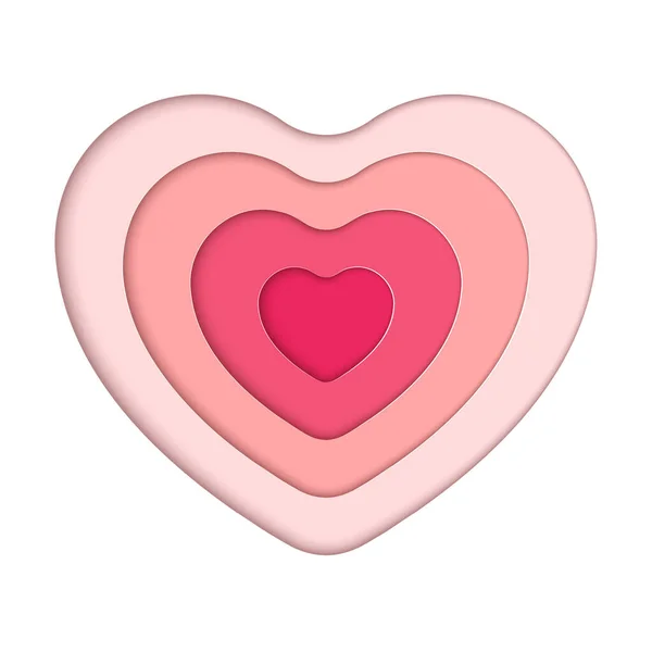 Concepto San Valentín Ilustración Corazón Rosa Realizada Estilo Recorte Papel — Archivo Imágenes Vectoriales
