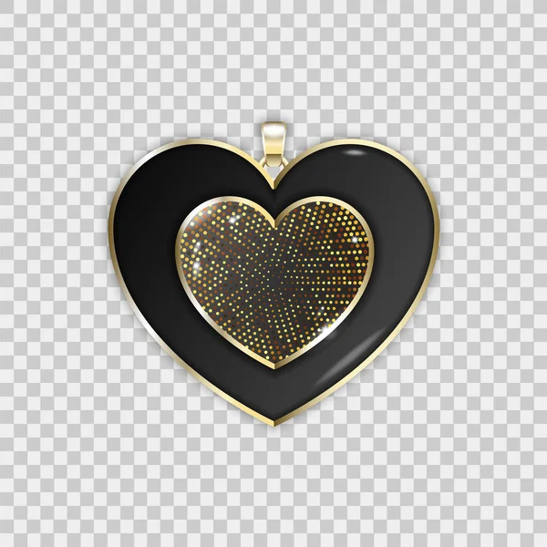 Colgante Joyería Ilustración Colgante Forma Corazón Esmalte Negro Vector Eps — Vector de stock