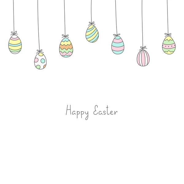 Veselé Velikonoce Doodle Ilustrace Velikonoční Dekorace Ručně Psaným Pozdravem Fráze — Stockový vektor