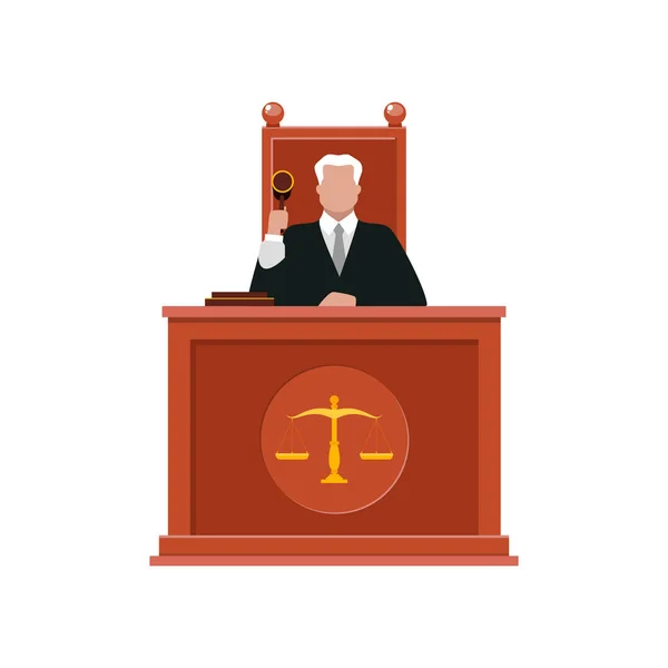 Yargıç Elinde Çekiçle Beyaz Bir Arka Planda Izole Edilmiş Yargıç — Stok Vektör