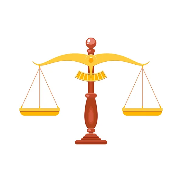 公正的尺度 天平的平面图解 法律平衡符号 在白色背景上孤立的图标 病媒10 Eps — 图库矢量图片