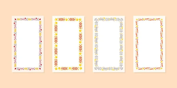 Set Frames Autumn Herbs Leaves Editable Templates Social Networks Stories — Stock Vector