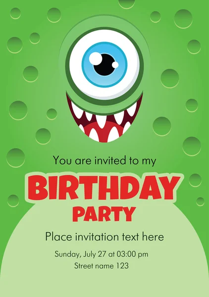 Tarjeta de cumpleaños monstruo — Vector de stock