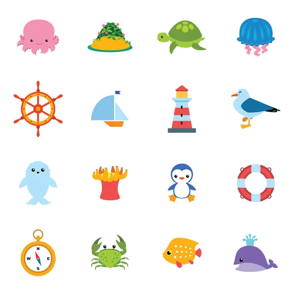 Conjunto de iconos mar — Vector de stock