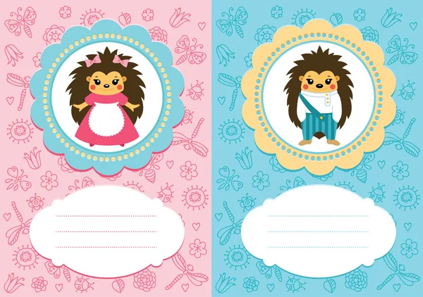 Baby cards with hedgehogs — Stock Vector