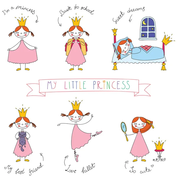 Conjunto de princesas lindas — Vector de stock