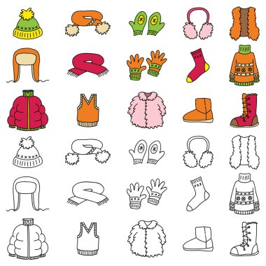 Winter clothing set clipart