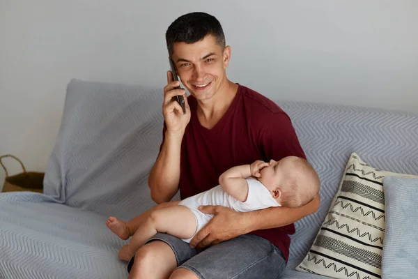 Family Parenthood Childhood Portrait Happy Smiling Father Little Baby Boy — Stock Photo, Image