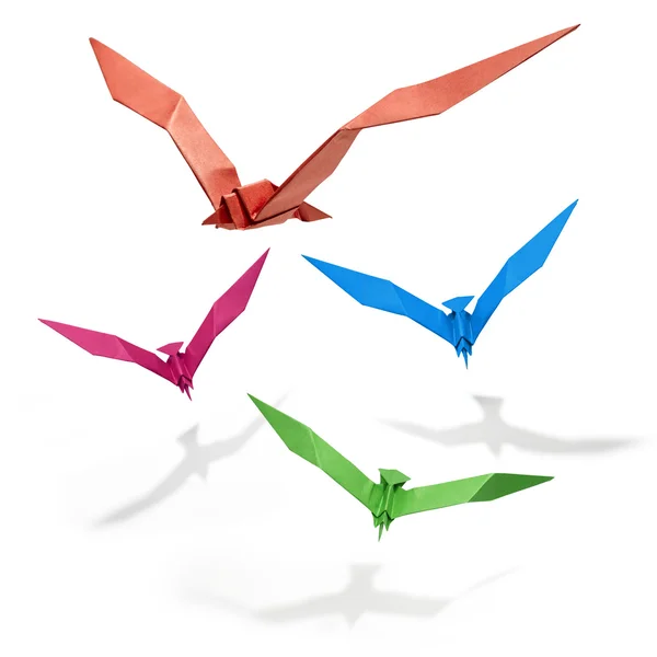 Grupo de aves voadoras em Origami — Fotografia de Stock
