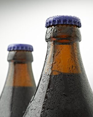 Bira şişe su damlaları ile kaplı