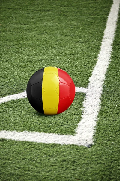 Pelota de fútbol tradicional - bandera de Bélgica —  Fotos de Stock