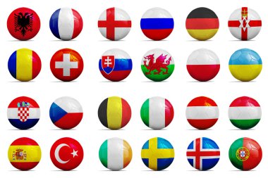 Futbol topları grupları ile takım bayrakları, Futbol Euro 2016.