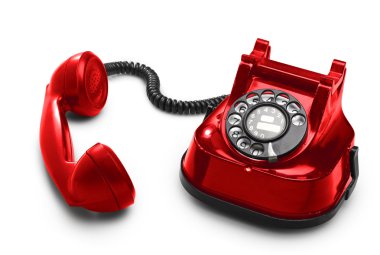 Çevirmeli ile eski bir kırmızı telefon