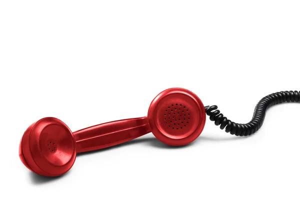Red telephone receiver (isolated) with shadow — Stock Photo, Image