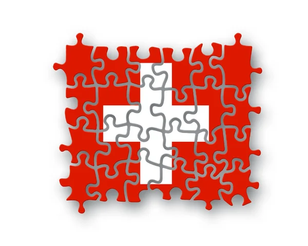 Zwitserse vlag jigsaw — Stockfoto