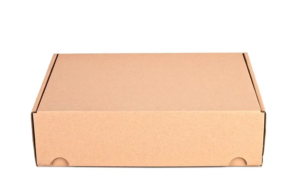 Uzavřená Dodávka Karty Krabice Připravena Odeslání Izolované Bílém — Stock fotografie