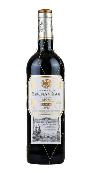 Bruxelles Belgio Novembre 2020 Bottiglia Del Vino Rosso Marques Riscal — Foto Stock