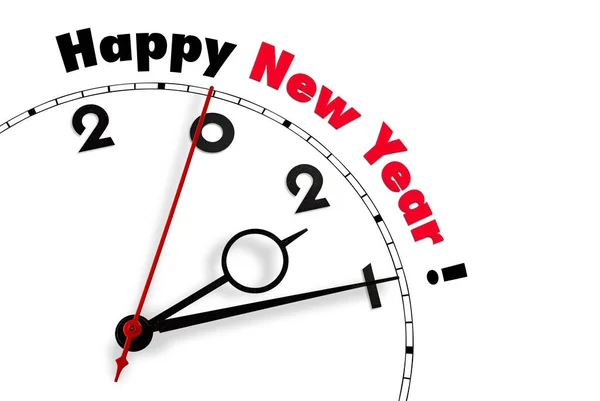 Orologio Bianco Con Parole Felice Anno Nuovo 2021 — Foto Stock